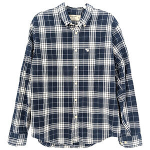 VTG Y2K Abercrombie & Fitch Mens Blue Plaid Moose Preppy Button Down‎ Shirt XL